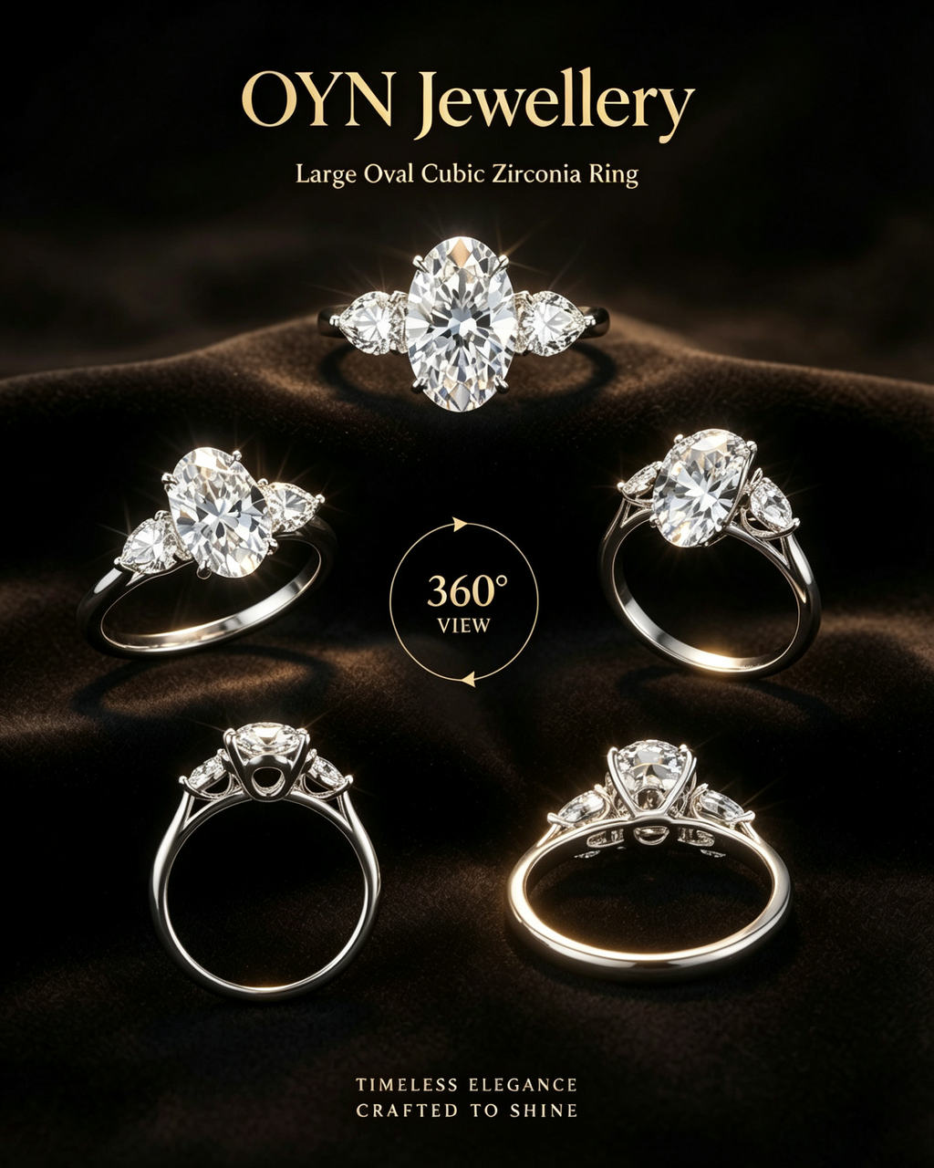 Large Oval Cubic Zirconia Ring