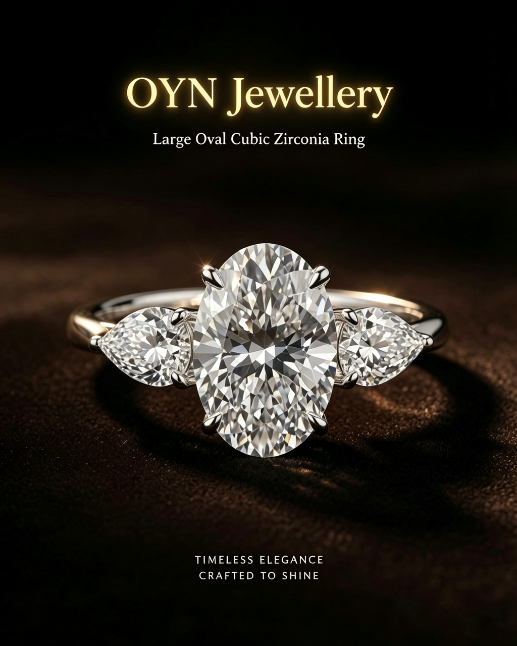 Large Oval Cubic Zirconia Ring