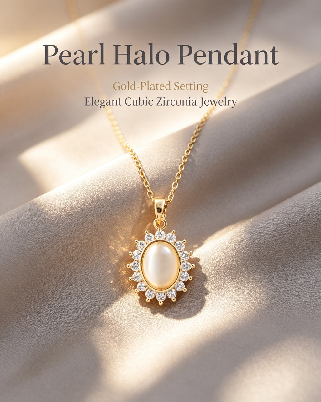 Moonstone Halo Pendant Necklace