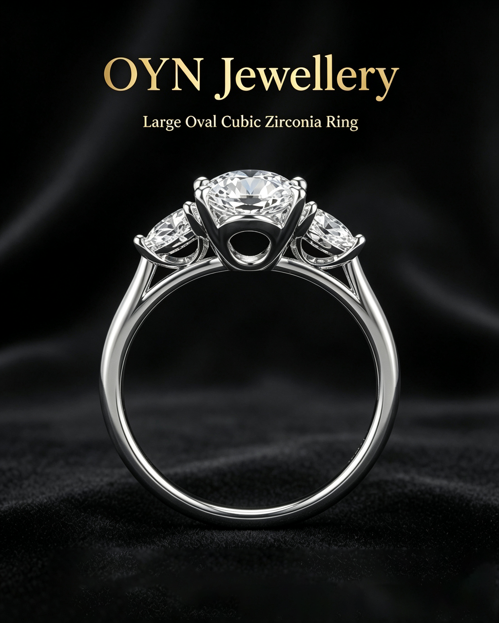 Large Oval Cubic Zirconia Ring