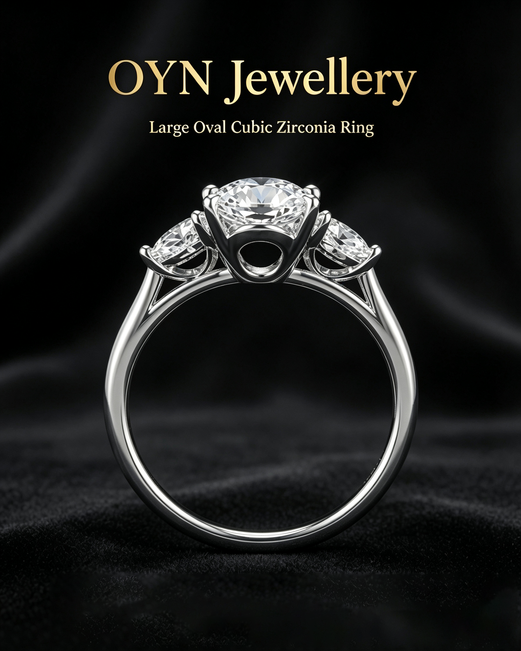 Large Oval Cubic Zirconia Ring