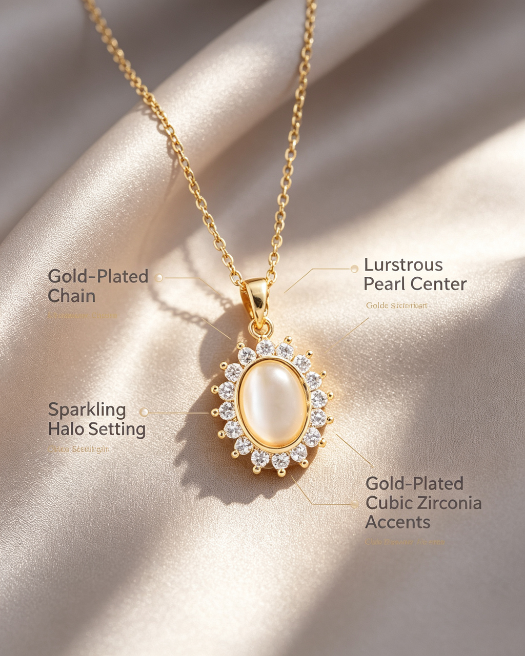 Moonstone Halo Pendant Necklace