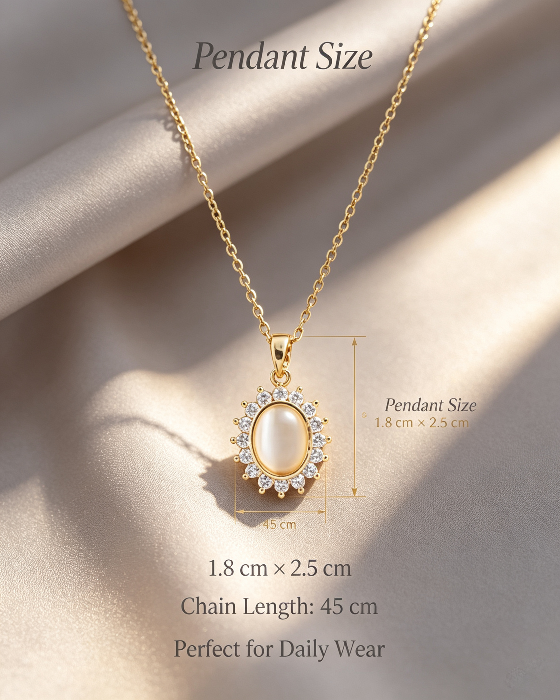 Moonstone Halo Pendant Necklace