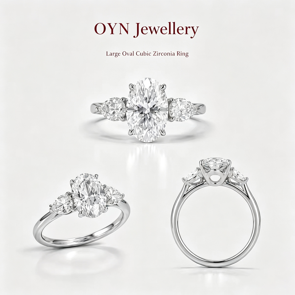 Large Oval Cubic Zirconia Ring