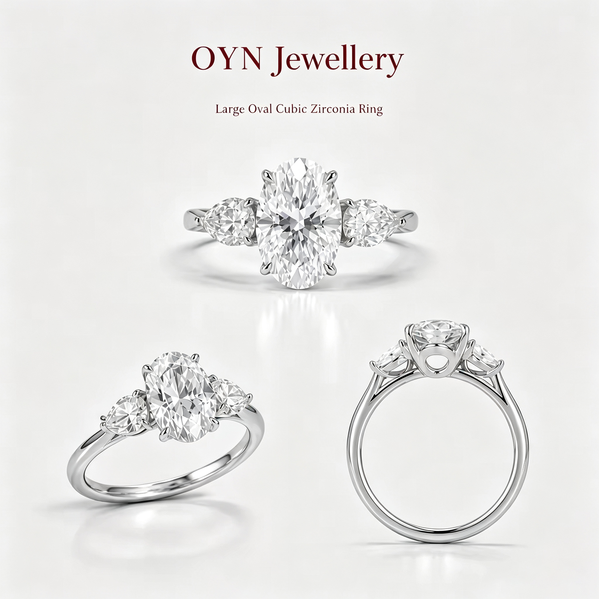 Large Oval Cubic Zirconia Ring