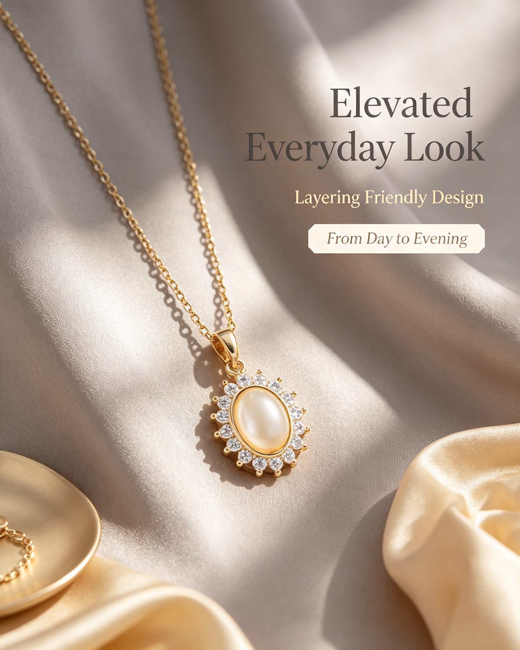Moonstone Halo Pendant Necklace