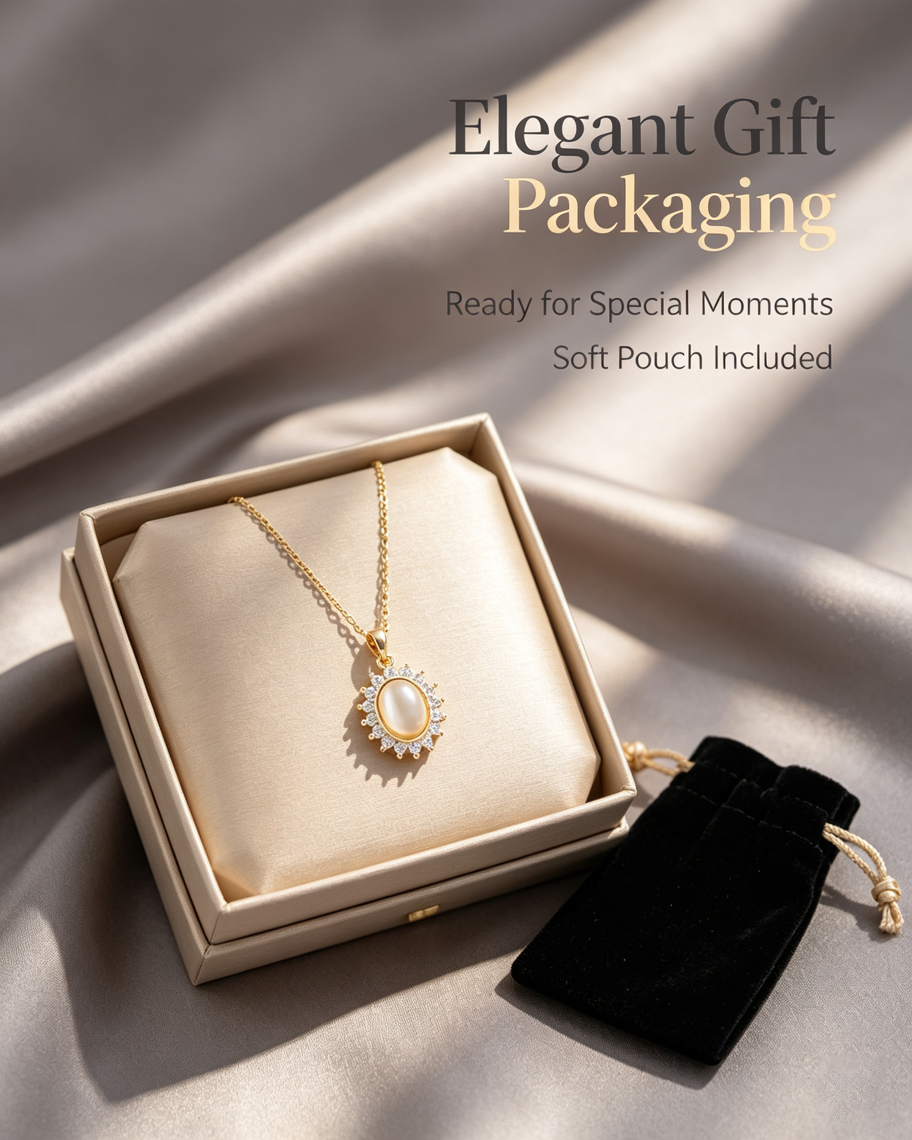 Moonstone Halo Pendant Necklace