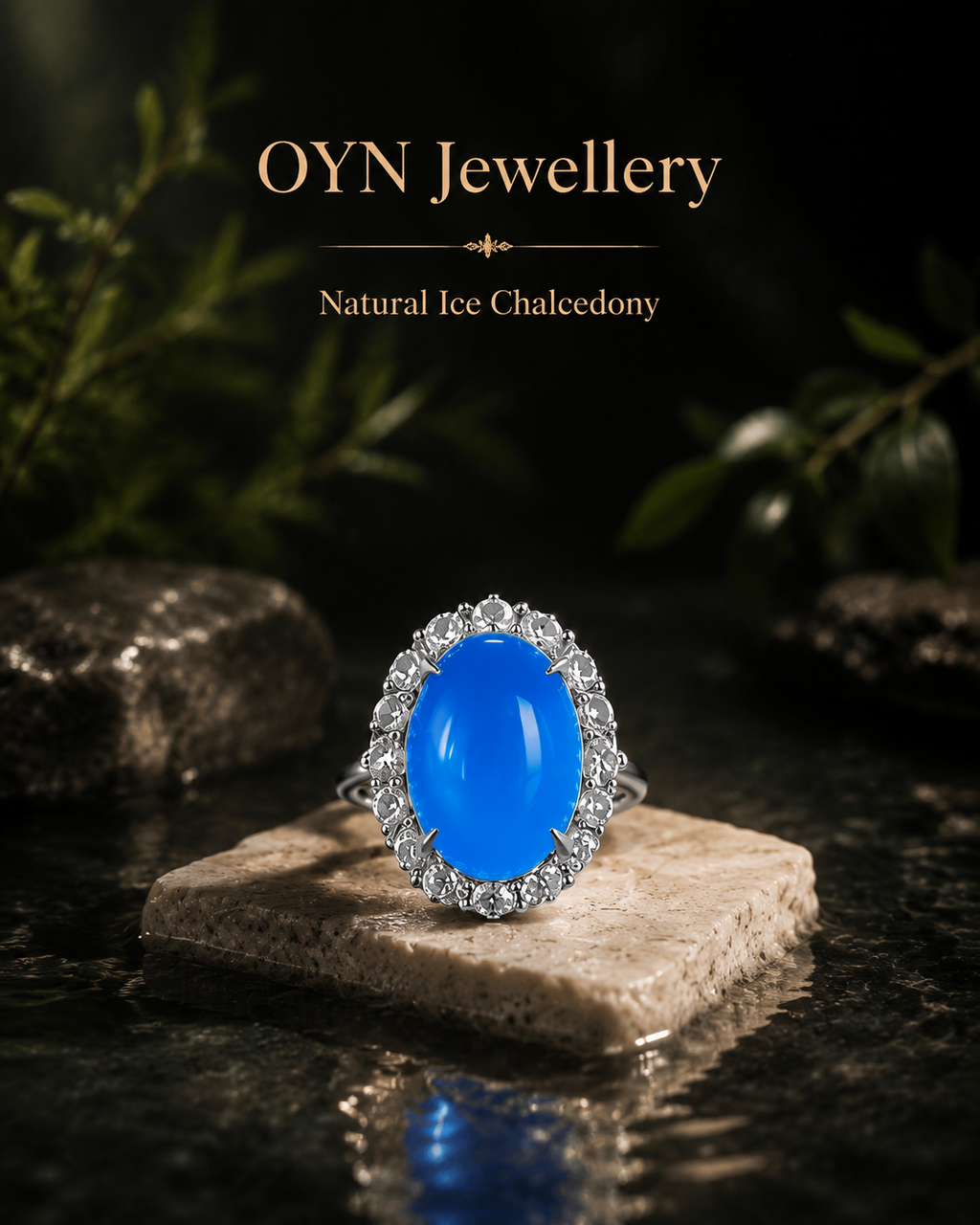 Natural Ice Chalcedony Ring | 925 Sterling Silver Open Band | Multi-Color Oval Gemstone