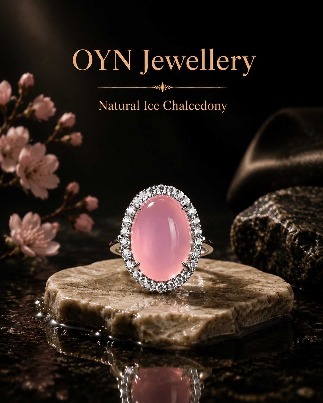Natural Ice Chalcedony Ring | 925 Sterling Silver Open Band | Multi-Color Oval Gemstone