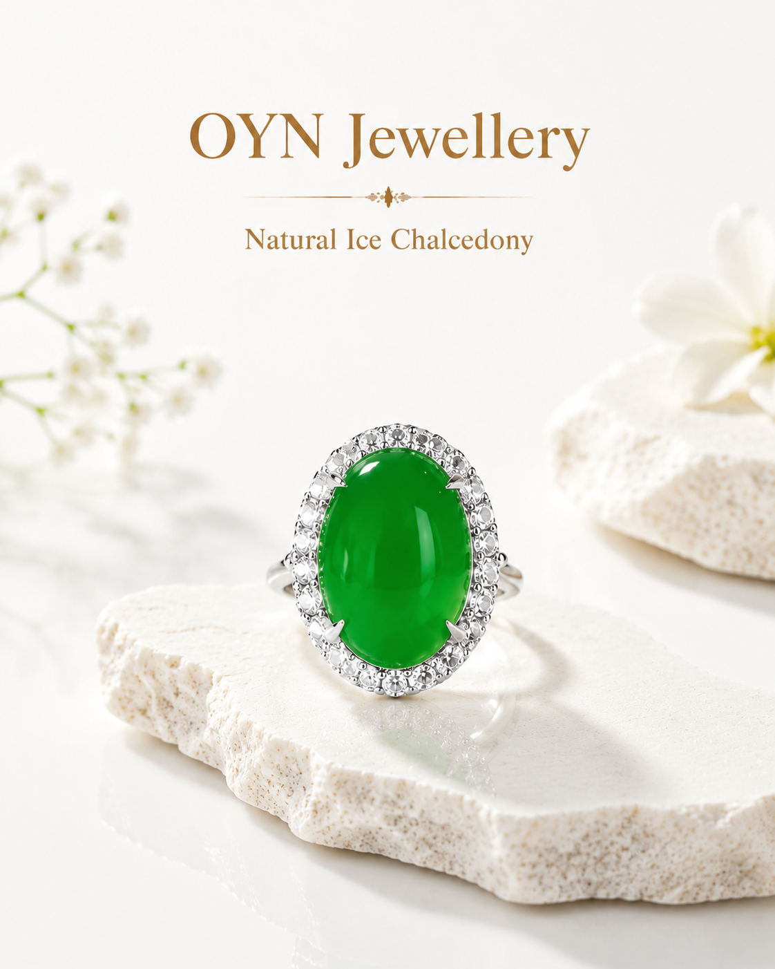Natural Ice Chalcedony Ring | 925 Sterling Silver Open Band | Multi-Color Oval Gemstone