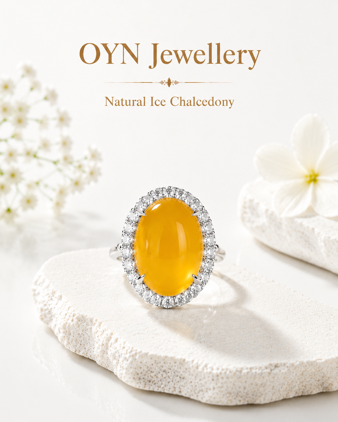 Natural Ice Chalcedony Ring | 925 Sterling Silver Open Band | Multi-Color Oval Gemstone