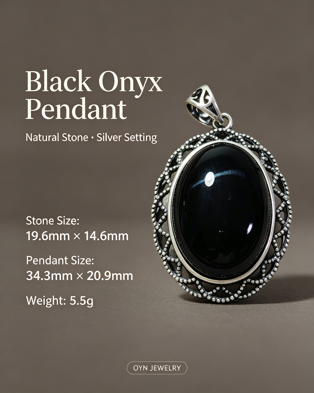 Black Onyx Protection Necklace for Women | Energy Shield & Grounding Vintage Filigree Pendant