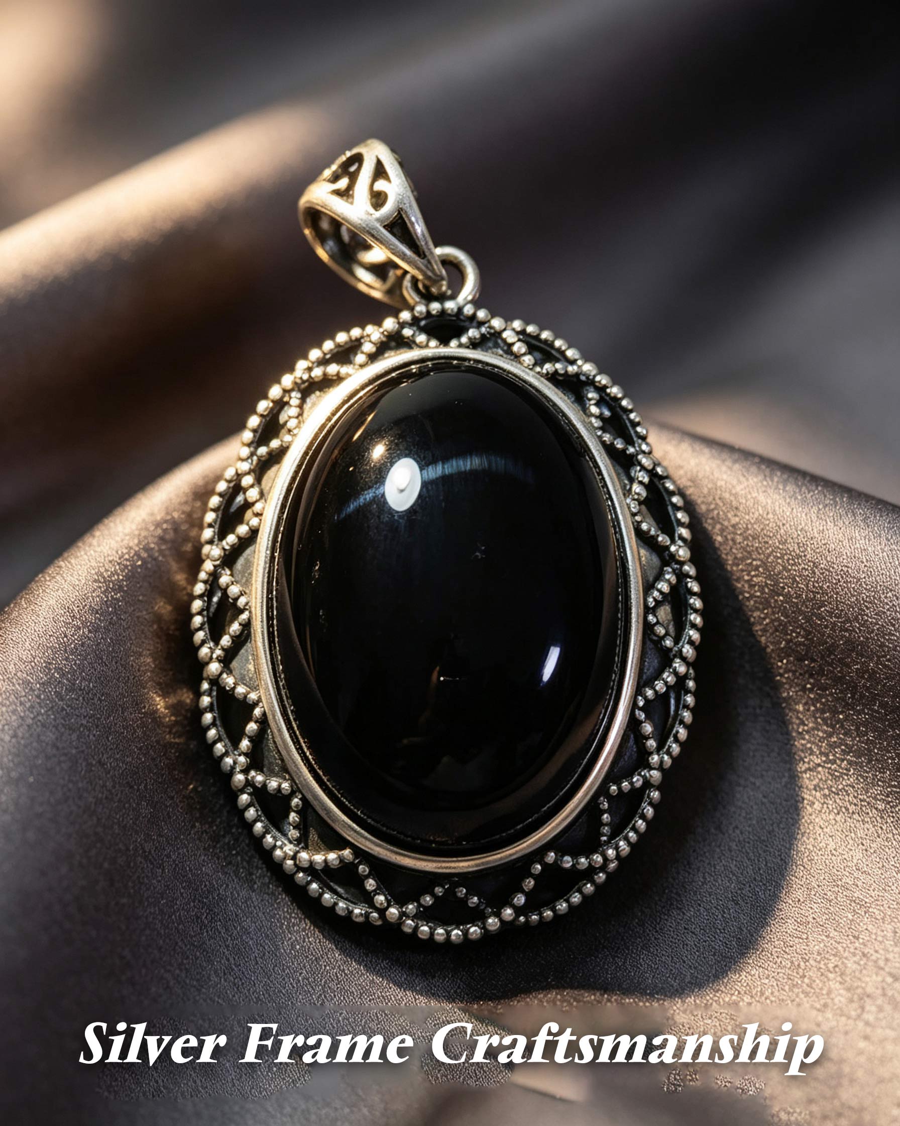 Black Onyx Protection Necklace for Women | Energy Shield & Grounding Vintage Filigree Pendant