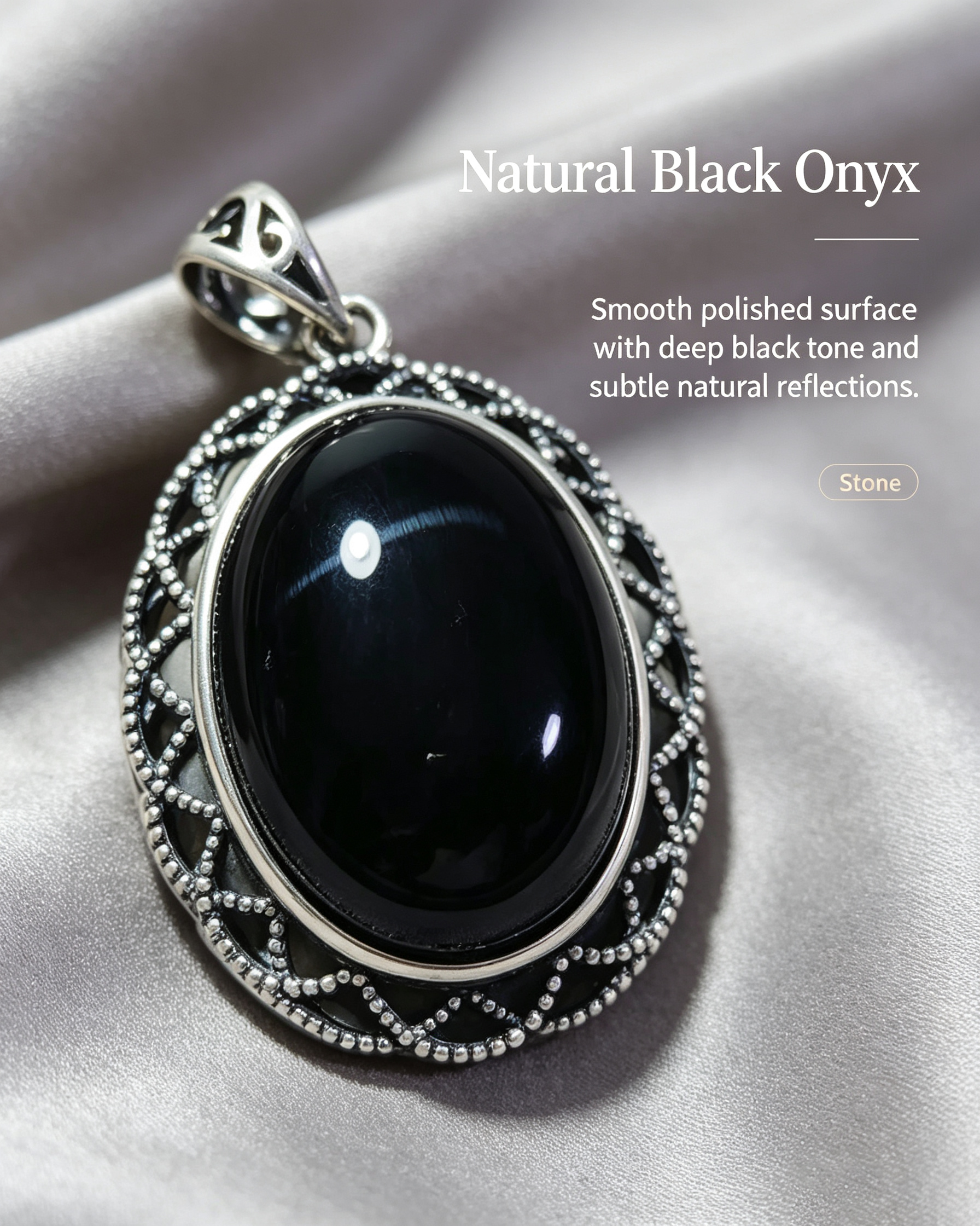 Black Onyx Protection Necklace for Women | Energy Shield & Grounding Vintage Filigree Pendant